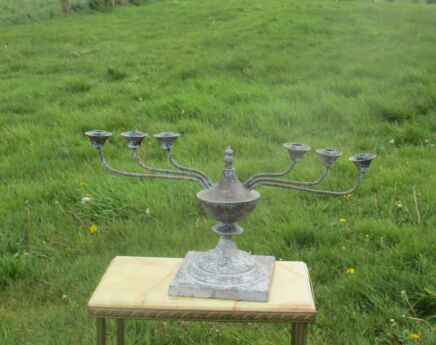 Vintage Huge Jewish Menorah Candelabra Candle Holder Brass