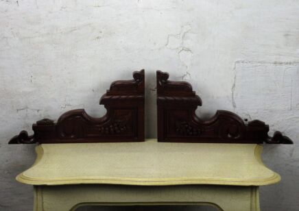 Pair Couple Hand Carved Wood Pediment Ornate Overdoor Architectural Grapes