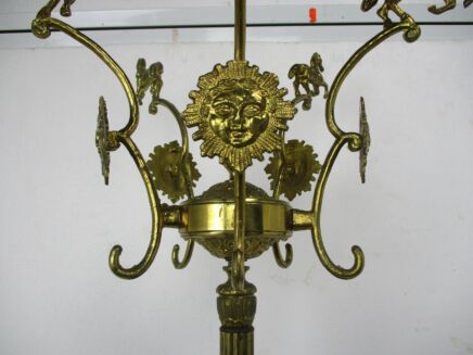 Standing Hall Tree Coat Hallway Rack Brass Hollywood regency Sunburst Horses