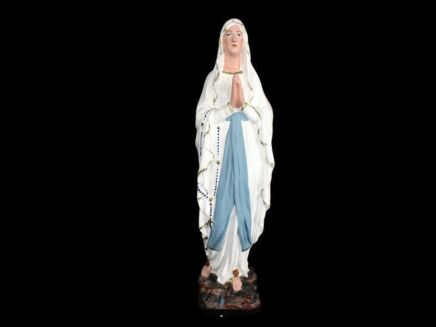 Vintage French Virgin Mary Madonna Our Lady of Lourdes Ave Maria Plaster Statue 16.92"