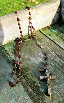 Vintage Rosary Bead Lourdes Jesus Cross Secret Compartment Virgin Mary Rare