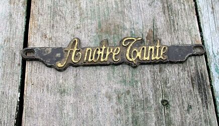 Small Bronze French Plaque A Notre Tante Reclaimed Authentic Bronze Veritable