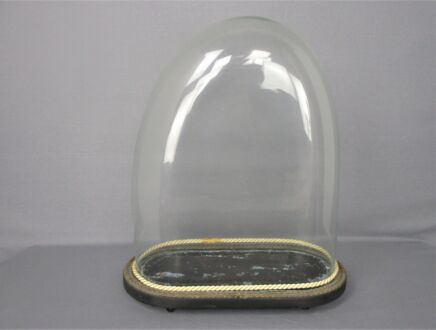 Antique Victorian Oval Hand Blown Glass Globe Dome Doll Clock 19.6" H 15.27"