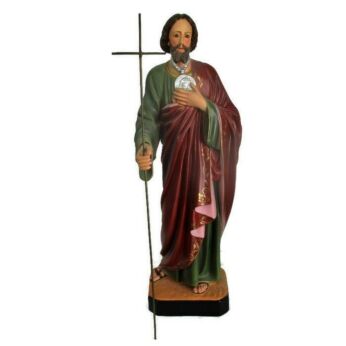 Vintage Statue Saint Jude Neo Gothic Paintings Plaster Glass Eyes 23.62"