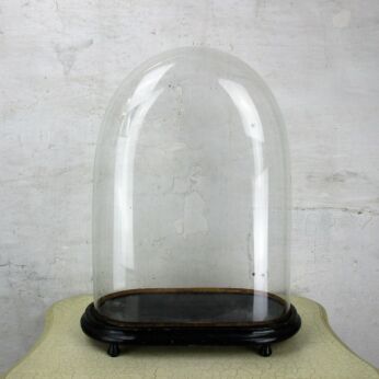 L Antique Victorian Oval Hand Blown Glass Globe Dome Steampunk Clock 19.88"