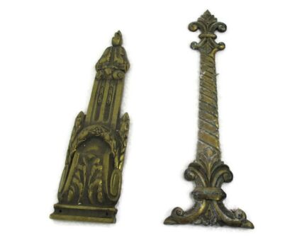 2 pcs Antique Cast Brass Furniture Trim Flower Hardware Ornate Reclaimed