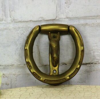 Vintage Brass Door Knocker Horseshoe Horse Architectural Reclaimed Lovely