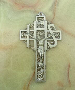 Vintage CrucifixThin Metal IHS Jesus Cross Catholic Jesus Christ Decorative