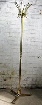 Vintage Modern Style Hall Tree Coat Hat Rack Stand Brass Gorgeous