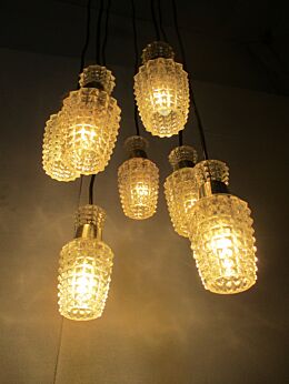 Droplet Shades Chandelier Pendant 7 lights Bubbled Hard Plastic Germany Vintage