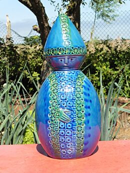 Rare Mid Century Italian Ceramic Rimini Blue Lamp Base Pope Figure era Bitossi Raymor