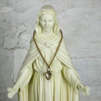 Statue Virgin Mary Our Lady Madonna delle Rose Resin Marble base HTF Collector