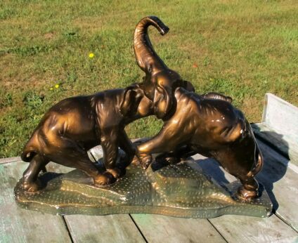 Large Art Deco Plaster Elephant Statuette statue Sculpture chalkware