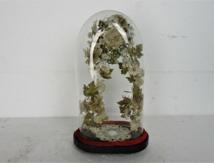 65 Small Antique 1800 Victorian French Bridal Wedding Dome Silk Flowers