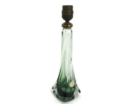 Vintage Table Lamp Val St Lambert Art Glass Design Marked Green Swirled Not wired