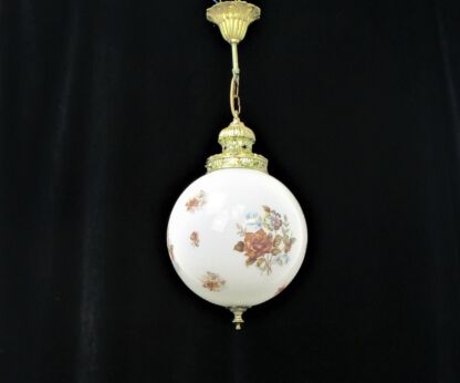 Art Deco Art Nouveau Art Glass Light Pendant Glass Ball Shade Flowers Lovely
