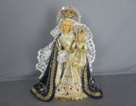Large Hand Made Wax Madonna Virgin Mary Our Lady Infant Jesus Figurine Doll Made by Nuns Gorgeous