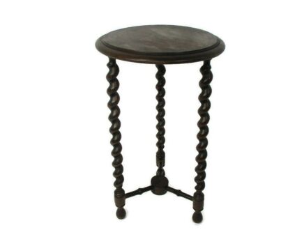 Barley Twist Wooden Side Wine Table Pedestal Plant Bonsai Stand Two Tier Barn Country Farmhouse Style 24.21"