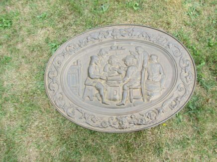 Vintage Copper Wall Plate Decorative Breughel style Handmade Oval Dragons