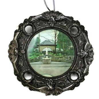 Ornate wall hanging picture frame round Spelter Vintage Art Deco