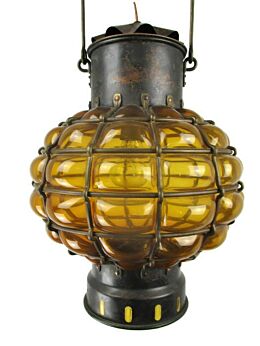 Vintage Amber Brown Glass Light Bubbled Glass Pendant Shade Caged