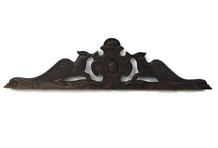 Hand Carved Wood French Pediment Ornate Over door Architectural Wolves Mythology