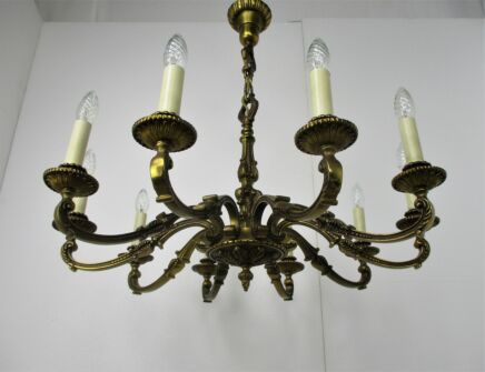 Impressive Chandelier Bronze 10 Lights Arm Ornate Hollywood Regency Gorgeous