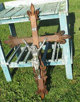 Antique X Large Carved Wood Hanging Crucifix Cross Jesus Christ 35.04" Stunning