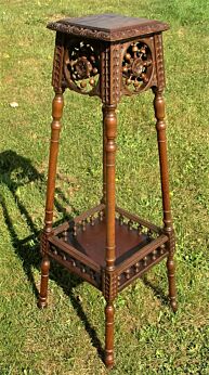 Antique French Breton Hand Carved Oak Pedestal Table Wood Wooden 42.1"
