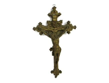 Completely Plaster Hanging Ornate Crucifix Corpus Jesus Christ Vintage