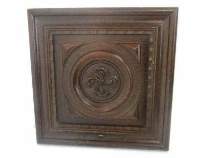 Angel Playing Musical Instrument Hand Carved Wood Wall Panel Bas High Relief Tableaux Oak
