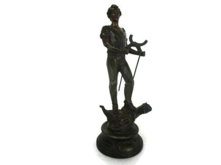 Sculpture Statue Spelter Working Man Knife Grinder Sharpener 14.76" Art deco Figurine