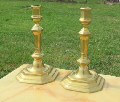 Antique Brass Couple Candle Holders late 19th Century