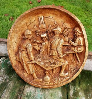 Wall Plate Chalk Plaster Breughel Scene Folk Art Wall Hanging