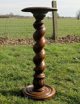 Very Heavy Large Big wooden Barley Twist Pedestal Display Table Plant Stand 35"