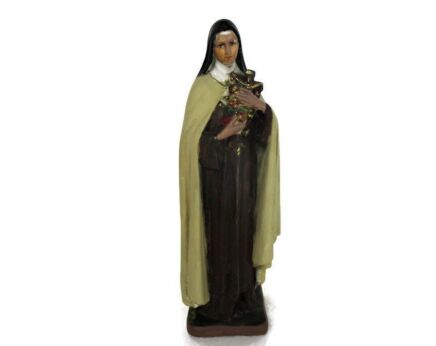 Vintage Statue Plaster Saint Therese Lisieux Holy Face Little Flower of Jesus Chapel 11.81"