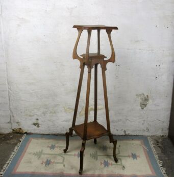Large Art Nouveau Ornate 3 Tier Pedestal Table Plant Stand Side Table 47.63"
