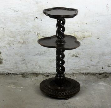 Two Tier Open Barley Twist Pedestal Table Plant Stand Side Table Flower Tops