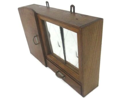 Double Apothecary Bathroom Medicine Kitchen Cabinet Wood Sliding Doors Art Deco