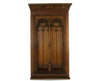 Antique Neo Gothic Hand Carved French Oak  Pediment Reclaimed Salvaged Stunning