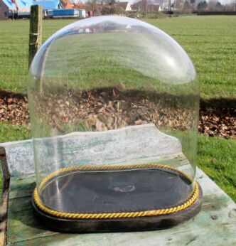 Antique Oval Hand Blown Glass Dome Globe Mantel Clock Steampunk 14.05"