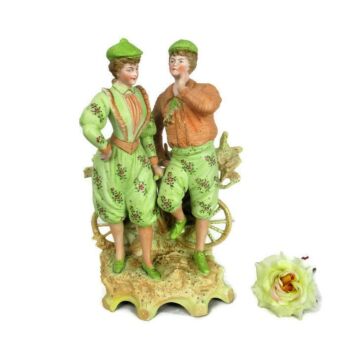 Lovely Porcelain Figurine Statue Art Deco Couple Girls Women Bisque Funky