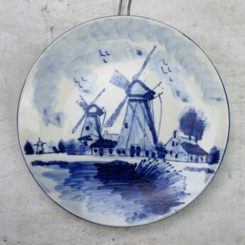 Small Delft Blue Hand Painted Wall Hanging Plate Blue White Delft WIndmill