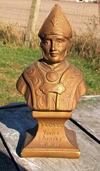 Bust Saint Gohard Arneke Patron of Rheumatism Gout very rare Statuette Plaster