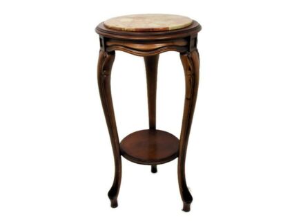 Gorgeous Pedestal Wood Marble Top Table Plant Flower Bonsai Stand Side Table