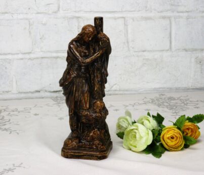 Small Gorgeous Statue Saint Madeleine carrying Crucifix Ecce Crucem Domini