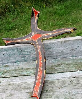 Gorgeous Mid Century Design Ceramic Modern Crucifix Ceramics Orange rare