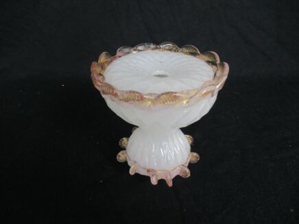 Venetian Murano Chandelier Part White Pink Upper Shade Part Glass Reclaimed