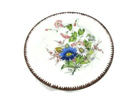 Large Charger Wall Plate   after T. Luis Marked hand Painted Lovely flowers