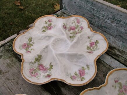 Antique Gorgeous Limoges Oyster Plate Marked Haviland? Flowers